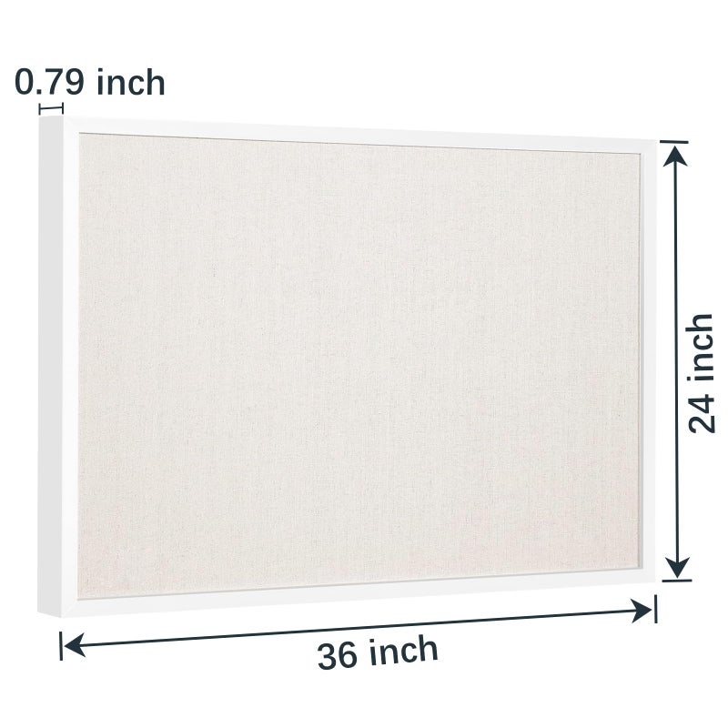 OWLKELA 24'' x 36'' Linen Bulletin Board, White Framed Corkboard, White Oak Frame Linen Cork Board, Vision Board and Decorative Hanging Pin Board - Image 2