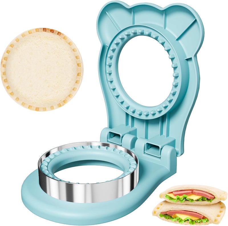 HINZER Global flexible sizing options Sandwich Cutter and Sealer for Kids Lunch Breakfast Sandwich Maker Stainless Steel Bread Decruster Heart Square Cookie Cutter for Kids Children Adult Boys Girls Global flexible sizing options - Image 1