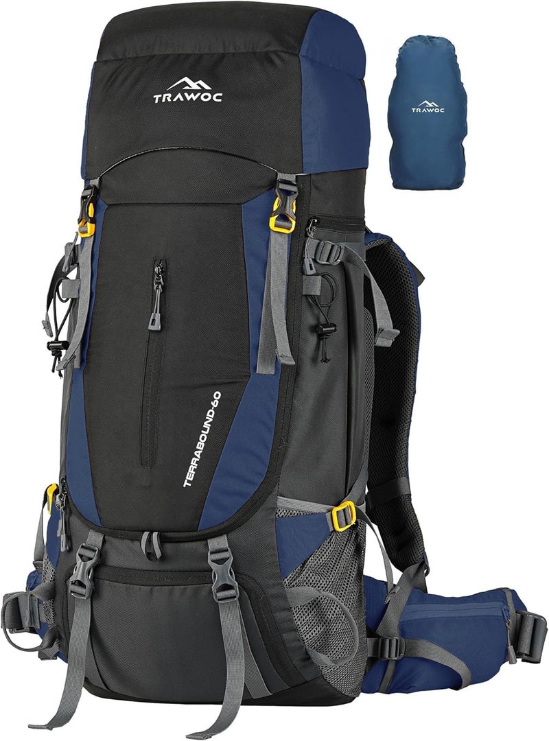 Trawoc TERRABOUND 60 Liter Camping Backpack Trekking Hiking Ruckssack Travel Bag Front & Top Loading Laptop/Rain Cover/Shoe Compartment, HK014 - Image 1