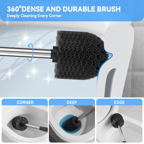 Wsedor Toilet Brush Toilet Brush and Holder Sliver Toilet Bowl Brush with Durable Bristles Modern Holder Toilet Scrubber Toilet Brush Set for Bathroom Cleaning - Image 3