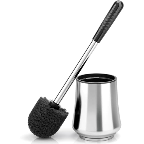Wsedor Toilet Brush Toilet Brush and Holder Sliver Toilet Bowl Brush with Durable Bristles Modern Holder Toilet Scrubber Toilet Brush Set for Bathroom Cleaning - Image 1