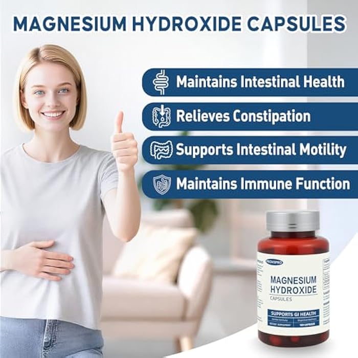 provspro Magnesium Hydroxide Capsules Contains 270 mg of Magnesium, Relieve Constipation and Indigestion, Support Intestinal Motility, Gut Health for Women and Men (120 Capsules) - Image 3
