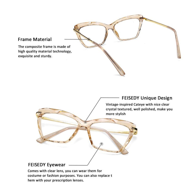 FEISEDY Cat Eye Glasses Frame Clear Lenses Lightweight Eyewear for Women B2440 - Image 5