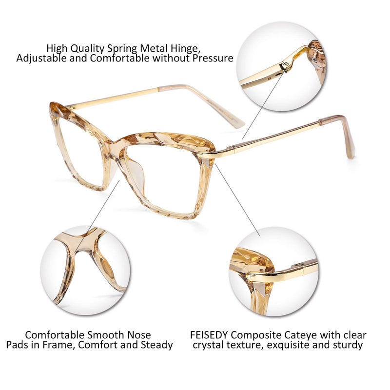 FEISEDY Cat Eye Glasses Frame Clear Lenses Lightweight Eyewear for Women B2440 - Image 4