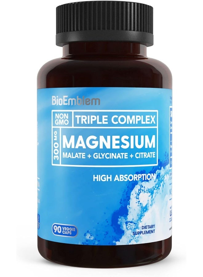 BioEmblem Non-GMO Triple Magnesium Complex (90 Capsules, 300mg) - Image 1