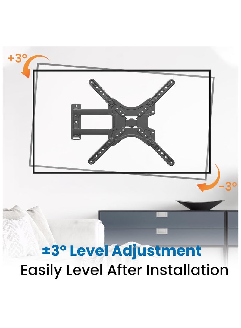 اكسيسن حامل تلفاز جداري للتلفزيونات الحائط لأجهزة التلفاز مقاس 14-60 بوصة، حامل تلفاز قابل للإمالة والدوران قابل للتمديد، حامل تلفاز قابل للإمالة والدوران بحد أقصى 400 × 400 مم، حامل تلفاز حائطي HBX-400 - Image 4