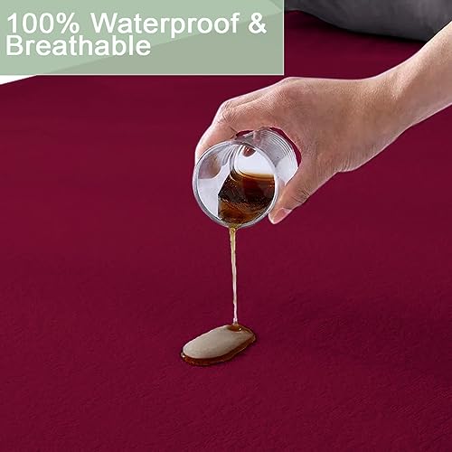 AVI Cotton Feel Terry Soft Waterproof Bed Mattress Protector Single Size 72x36 inch | Washable Breathable Elastic Fitted Mattresses Cover for Single Size Bed (6x3 feet, Maroon, Fit On 2-10 Inch) - Image 2