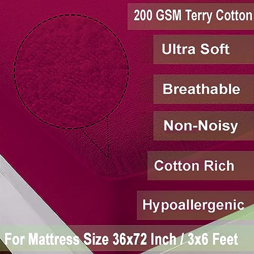 AVI Cotton Feel Terry Soft Waterproof Bed Mattress Protector Single Size 72x36 inch | Washable Breathable Elastic Fitted Mattresses Cover for Single Size Bed (6x3 feet, Maroon, Fit On 2-10 Inch) - Image 4