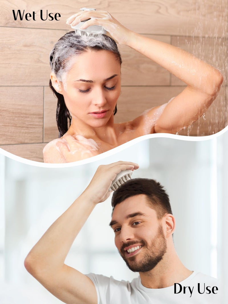 HEETA Hair Scalp Massager for Hair Growth, Shampoo Brush, Scalp Scrubber Exfoliator with Soft Silicone Bristles for Dandruff Removal to Relieve Stress, Wet Dry Use Updated Material, Beige - Image 4