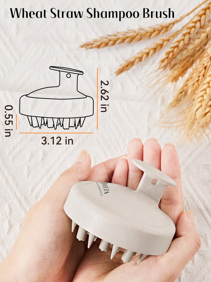 HEETA Hair Scalp Massager for Hair Growth, Shampoo Brush, Scalp Scrubber Exfoliator with Soft Silicone Bristles for Dandruff Removal to Relieve Stress, Wet Dry Use Updated Material, Beige - Image 5