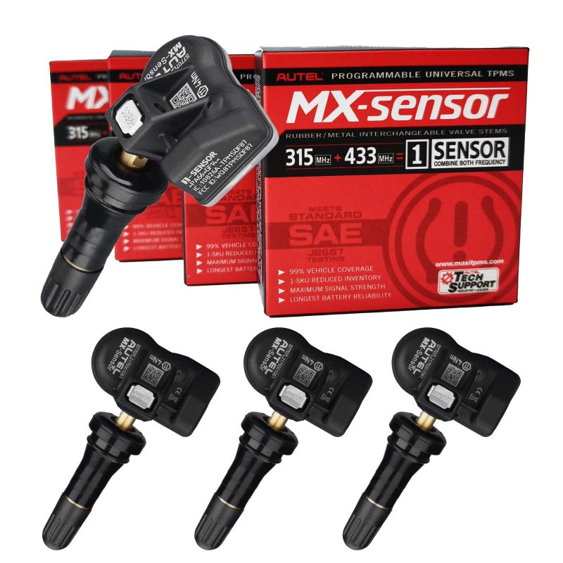 Autel TPMS Sensors MX Sensor MaxiTPMS Tire Pressure Sensor 2 in 1315MHz 433MHz Pressin OELevel Programmed by TS508 TS408 TS508WF TS608 MS906TS ITS600 MS906PROTS Rubber valves
