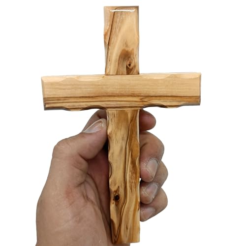 Zuluf 6.2" Olive Wood Plain Wall Cross | Christian Handmade Wooden Cross for Wall from Jerusalem Holy Land | Wall Cross for Home Decor | Catholic Wall Art | Religious Christian Decor Gift - Image 1