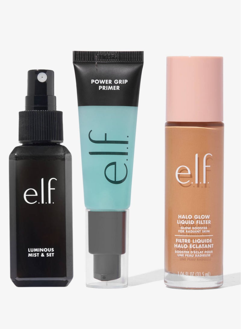 elf Halo Glow Liquid Filter 4 Medium & Power Grip Primer and Illuminating Mist