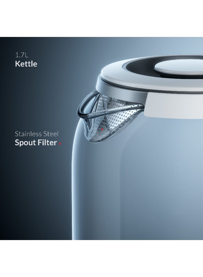 Feller Germany EK730 Electric Kettle, 1.7L German Schott Glass, 2200W Fast Boil, Strix Control, BPA Free (White) - Image 4