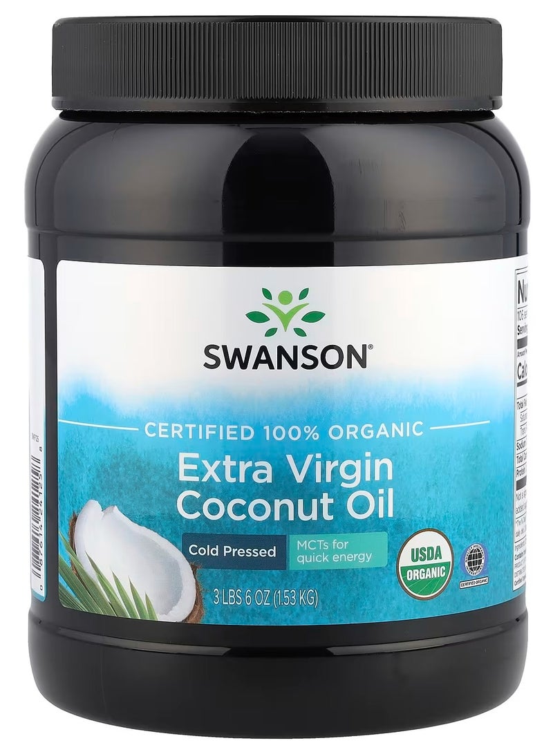 سوانسون، زيت جوز الهند البكر الممتاز العضوي المعتمد بنسبة 100%، 3 أرطال و6 أونصات (1.53 كجم)