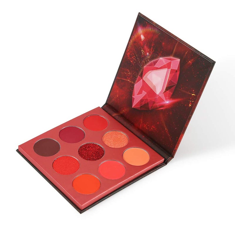 docolor Eyeshadow Palette 9Colors Red Eyeshadow Gemstone Shadow Palettes Highly Pigmented Mattes Shimmers Smokey Glitter Cream Colorful Powder Blendable Long Lasting Waterproof Makeup Palette - Image 1
