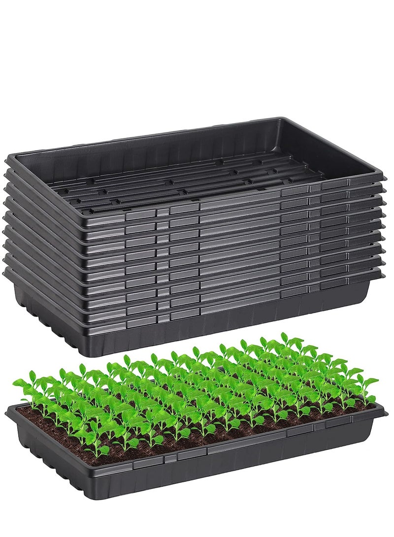 Excefore 10 Pcs 20×10 Inch Plants Growing Trays - Black Seedlings Plugs Tray No Drain Holes Hydroponic Plastic Container Seed Starter without holes for Microgreens Flowers Sprouts Wheatgrass - Image 1