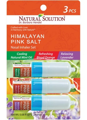 Natural Solution Natural Solution Nasal Inhaler, Aromatherapy with Pink Salt & 3 Different Scents, Nose Cleaner, Relaxing & Refreshing, Sinus Pressure Relief - 0.068oz | Pack of 3 