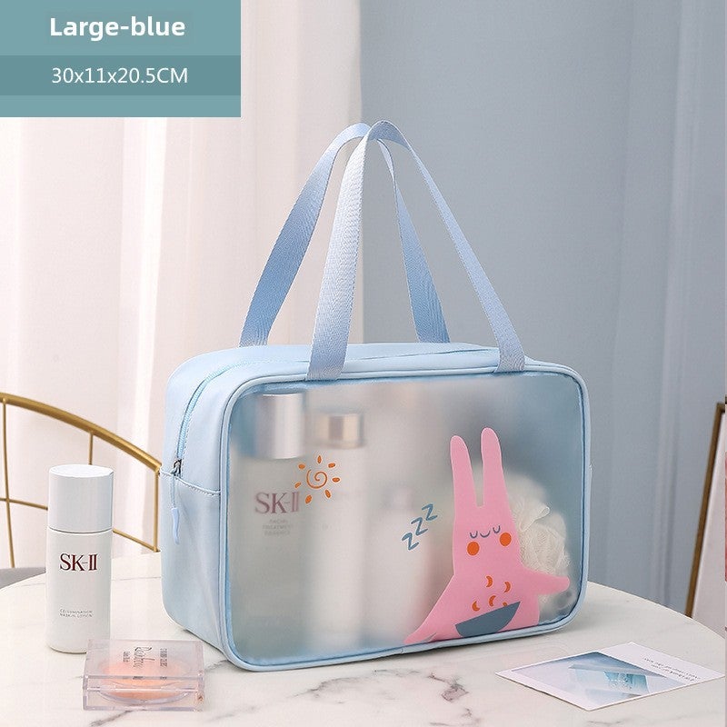 Gena's New Cartoon Pvc Cosmetic Bag, Transparent Toiletry Bag, Swimming Bag, Cute Cosmetics Bag, Pu Double Handbag, Waterproof(Blue Large) - Image 1