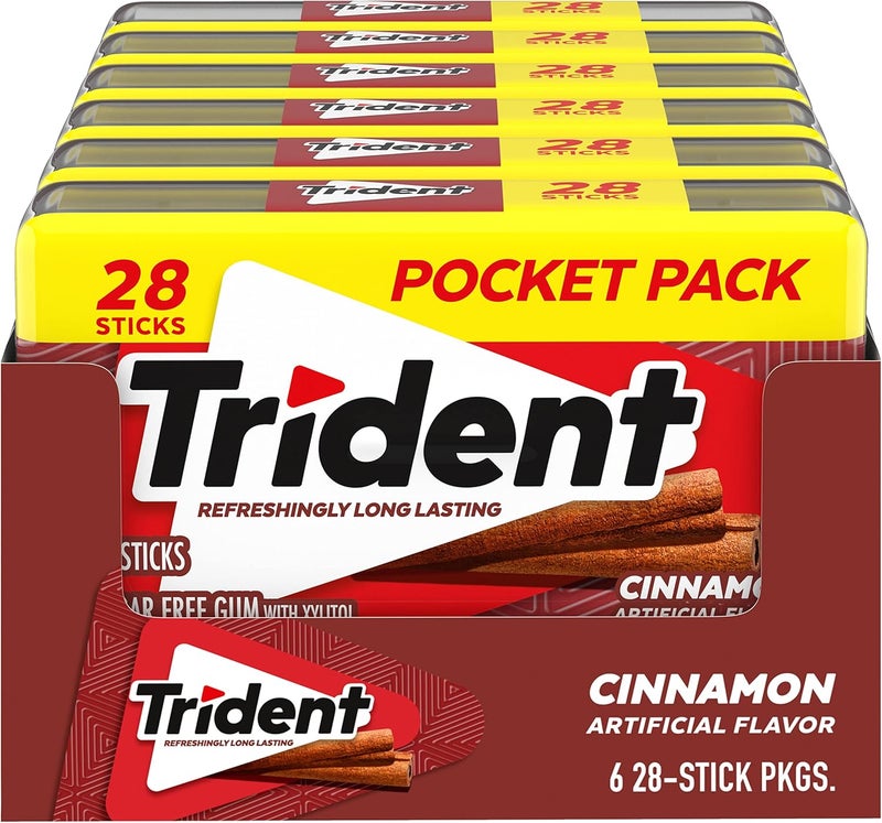 Trident Cinnamon Sugar Free Chewing Gum - 6 Pocket Packs - Image 1