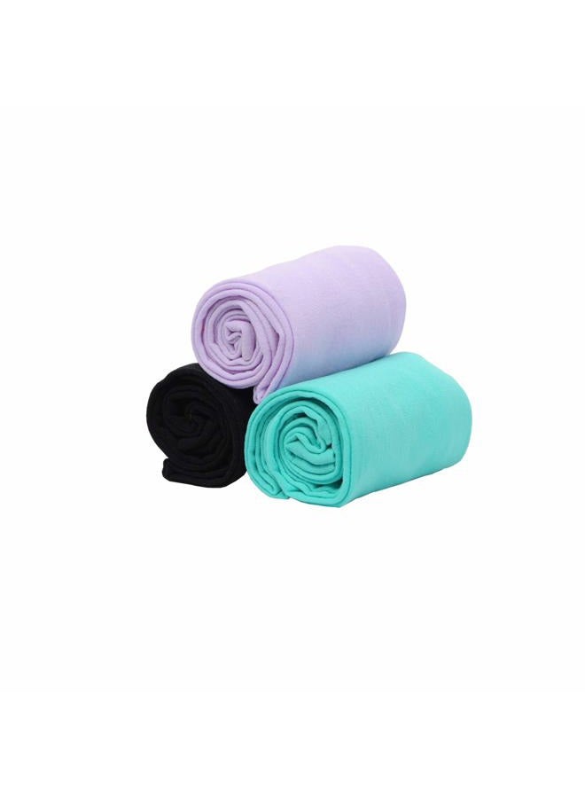 3-Pack Girls Microfiber Tights Multiple Colors (Purple/Blue/Black, 8-10)