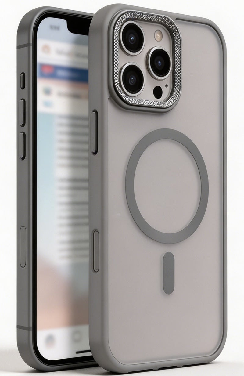 for iPhone 16 Pro Max Case Compatible with MagSafe,Magnetic Phone Case for iPhone 16 Pro Max,Diamond Texture Matte Anti-Fingerprint Shockproof Luxury INS Style Protective Cover Titanium Gray - Image 1