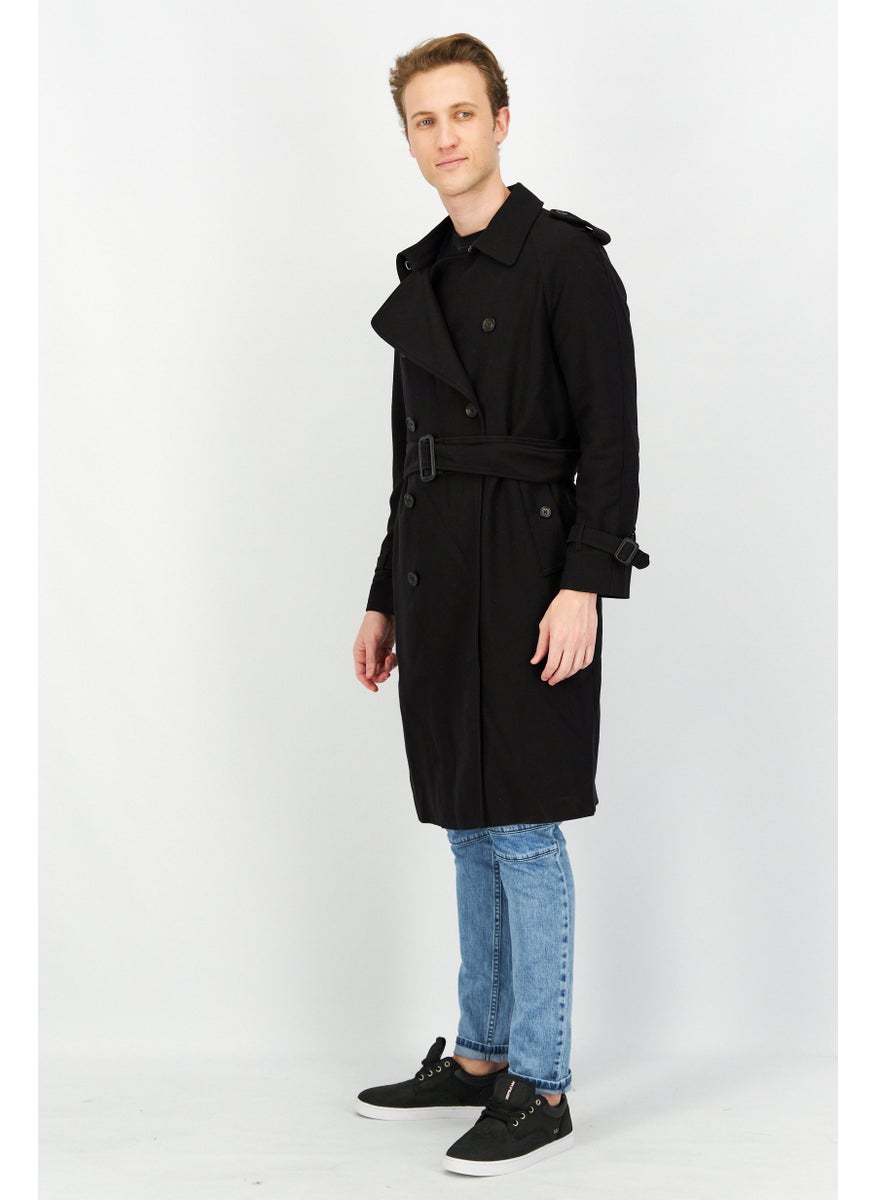 Jack Jones Men Printed Trench Coat, Black  - Image 2
