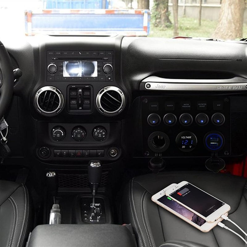 DEMULAX 12V Car Marine Switch Panel with USB Charger - Image 2