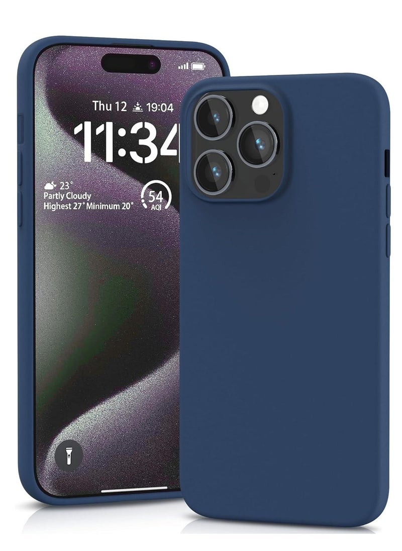 Raxoom ELTRAZONE Silicone Case for iPhone 15 Pro Max, Soft-Touch, Shockproof, DustProof, Antiskid Full Body Armour Phone Cover for Apple iPhone 15 Pro Max - Dark Blue - Image 1