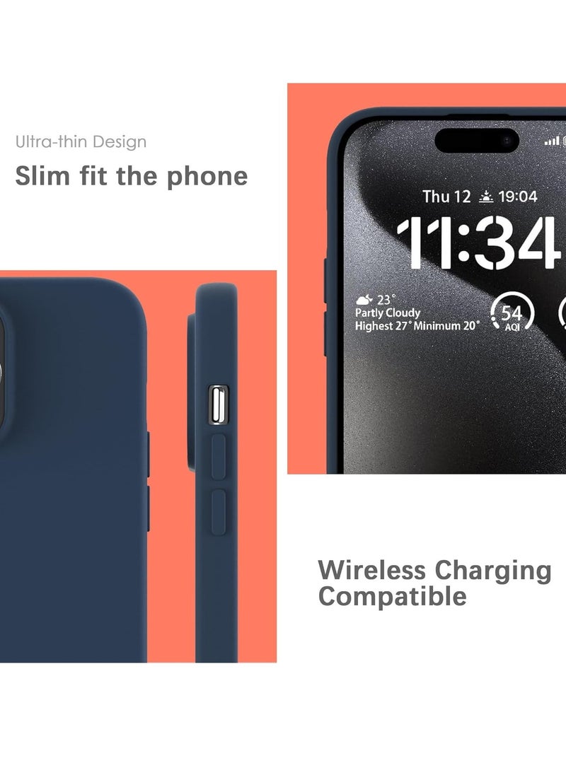 Raxoom ELTRAZONE Silicone Case for iPhone 15 Pro Max, Soft-Touch, Shockproof, DustProof, Antiskid Full Body Armour Phone Cover for Apple iPhone 15 Pro Max - Dark Blue - Image 5