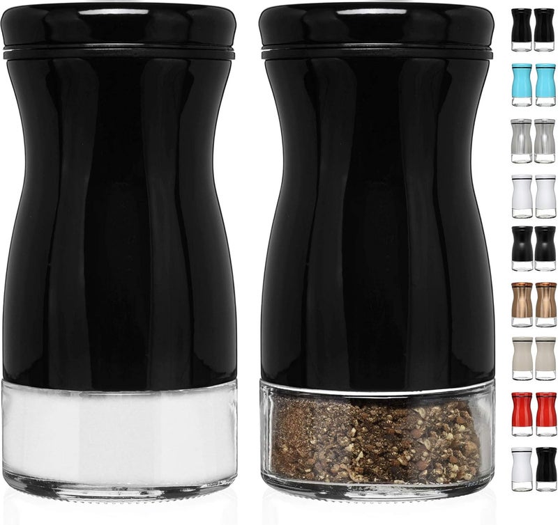 CHEFVANTAGE Salt and Pepper Shakers Set with Adjustable Pour Holes by - Black - Image 1