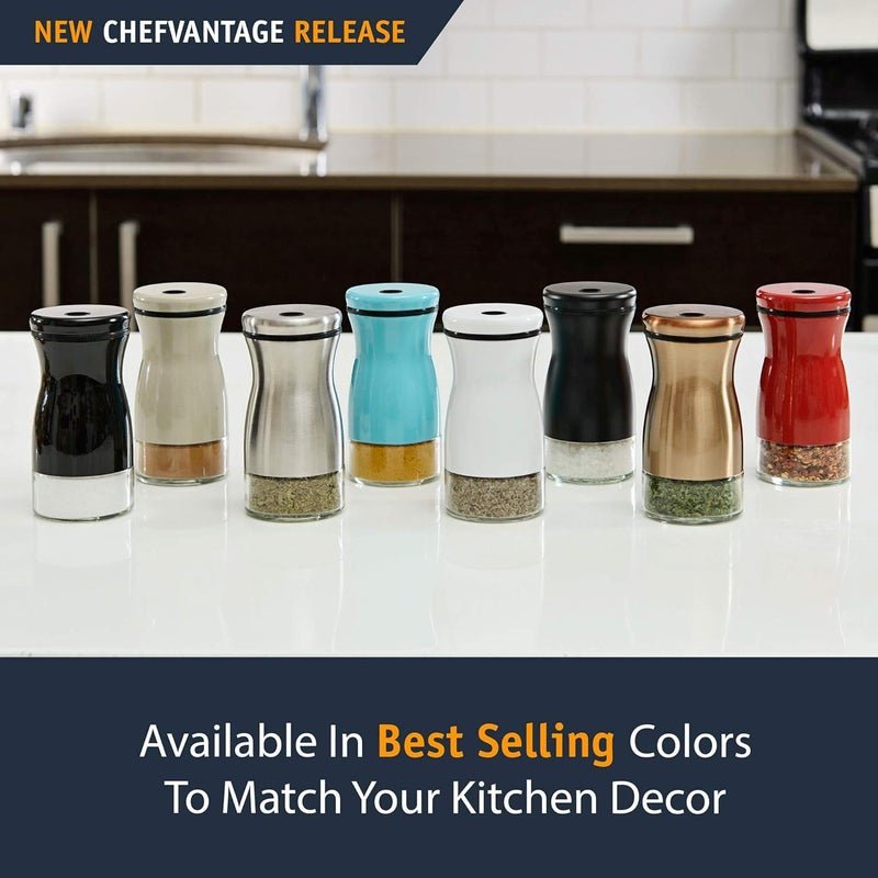 CHEFVANTAGE Salt and Pepper Shakers Set with Adjustable Pour Holes by - Black - Image 5