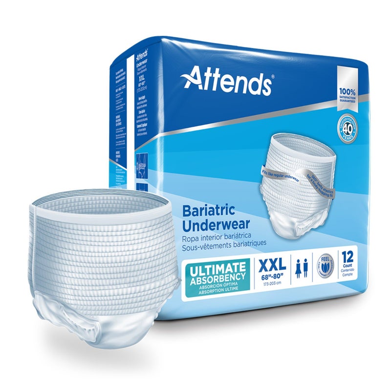 Attends Bariatric Disposable Underwear 2XLarge AU50 Ultimate Absorbency 48 Ct