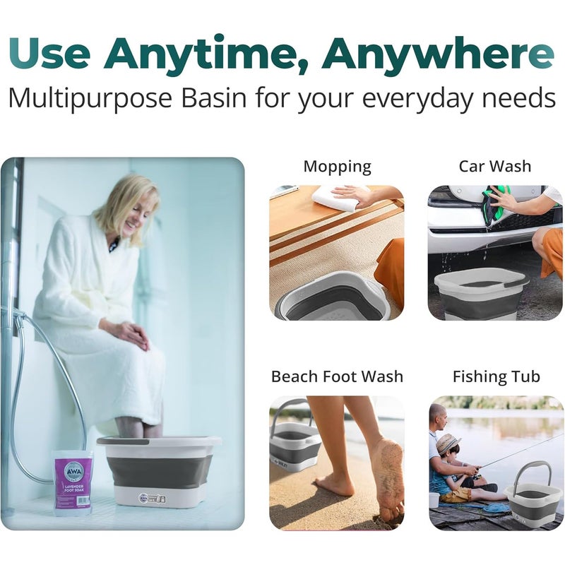 AXLOFO Collapsible Foot Bath Basin for Soaking Feet, Foot Soak Tub, Plastic Foot Bucket with Handles and Massage Acupoint for Pain Relief,Pedicure,Home Spa Treatment (White) - Image 4