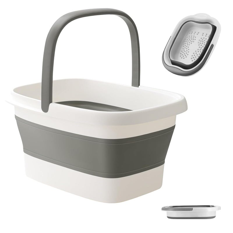 AXLOFO Collapsible Foot Bath Basin for Soaking Feet, Foot Soak Tub, Plastic Foot Bucket with Handles and Massage Acupoint for Pain Relief,Pedicure,Home Spa Treatment (White) - Image 1