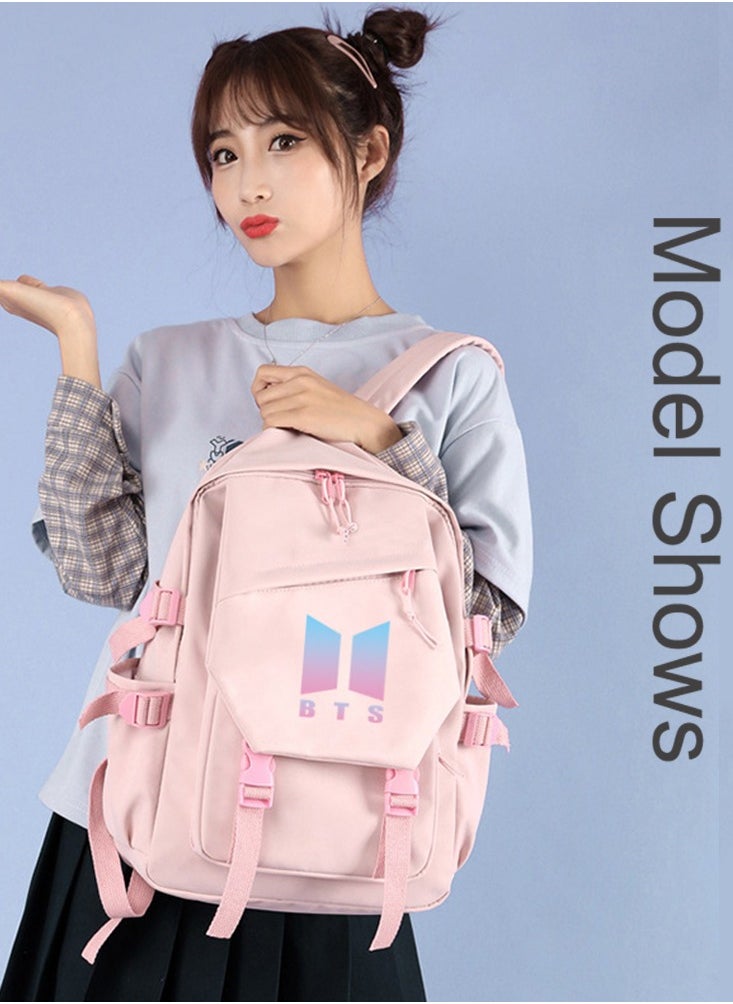 BTS Korea BTS series backpack school student canvas bookbag casual shoulder bag travel rucksack with USB Charging Port,Fits UNDER 14 inch Laptop & Notebook  - Image 4