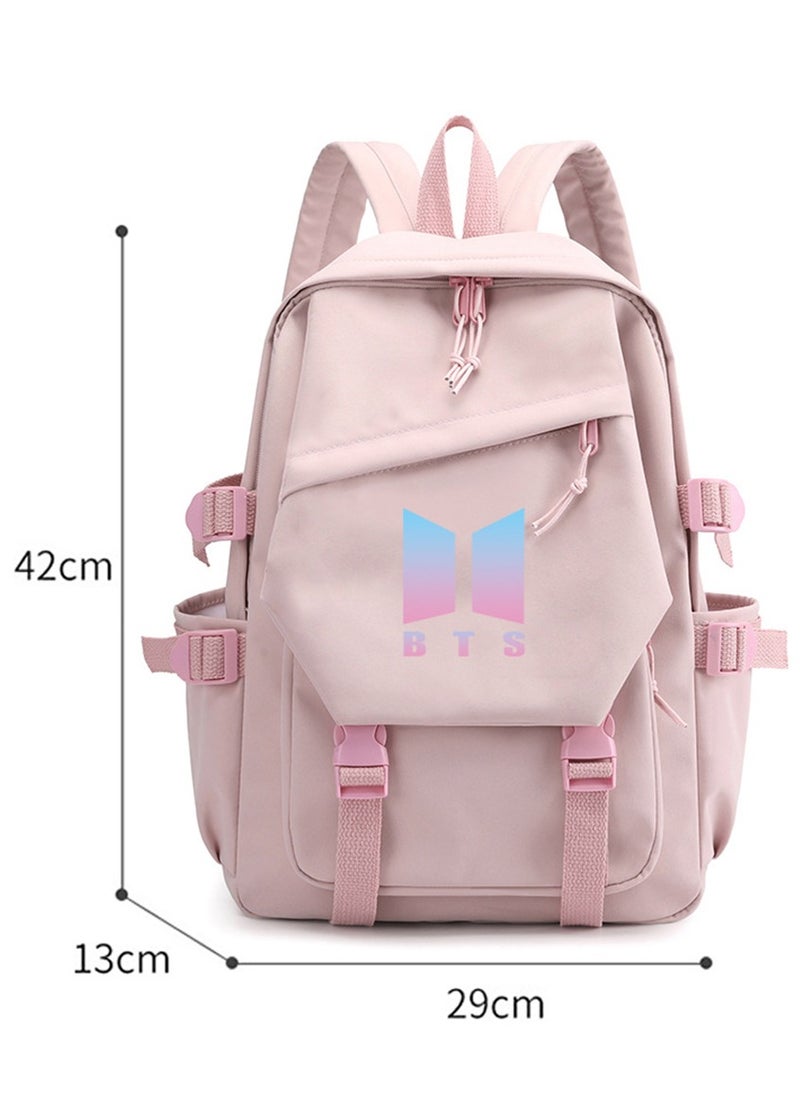 BTS Korea BTS series backpack school student canvas bookbag casual shoulder bag travel rucksack with USB Charging Port,Fits UNDER 14 inch Laptop & Notebook  - Image 2