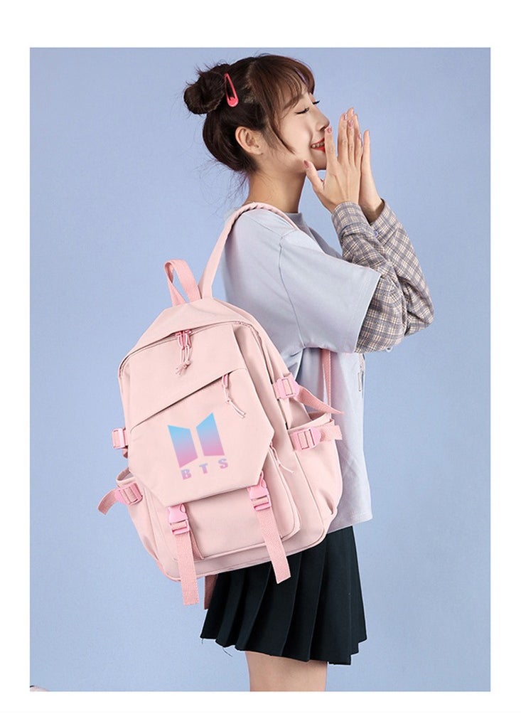 BTS Korea BTS series backpack school student canvas bookbag casual shoulder bag travel rucksack with USB Charging Port,Fits UNDER 14 inch Laptop & Notebook  - Image 5