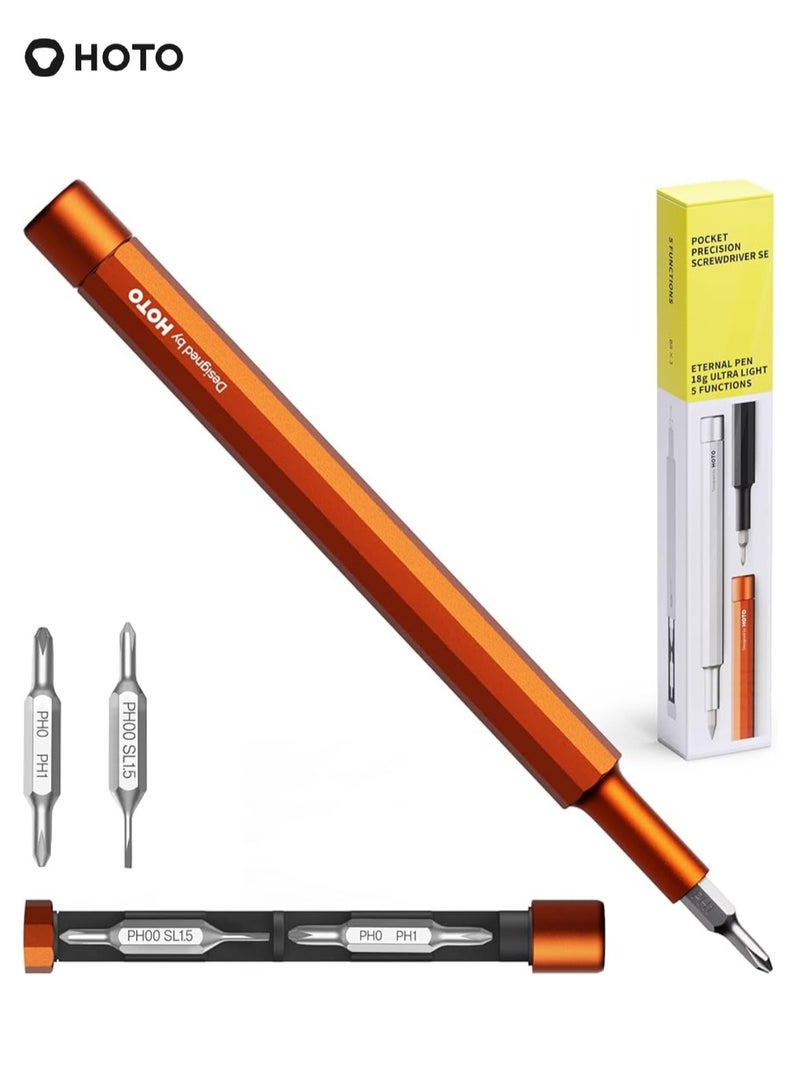 HOTO Precision Pocket Screwdriver Pen – HOTO Pocket Multi-Tool with 5 Bits, Soft Pencil Tip, Magnetic Storage, Premium Aluminum Body – Red – QWLSD013  - Image 1