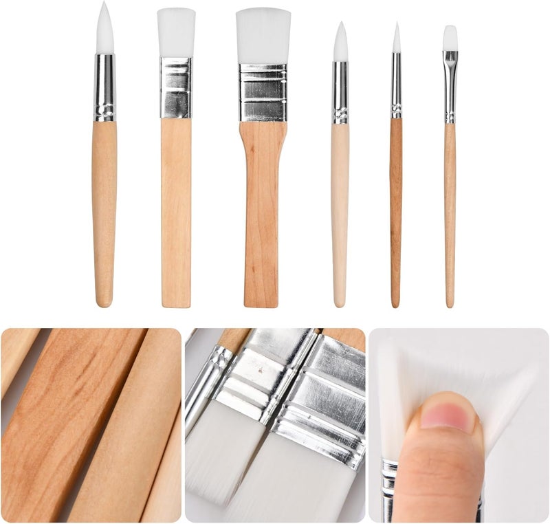 YILANJIN 6 Pieces Paint Brush Set, Nylon Hair Painting Brushes for Acrylic, Oil Paint, Watercolor, Canvas, Wooden Short Stick Drawing Brushes, Art Paintbrushes for Kids and Adults - Image 3