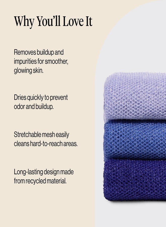 Kitsch African Net Sponge - Exfoliating Body Scrubber for Cleansing & Gentle Daily Exfoliation - Stretchable Bath Sponge for Hard-to-Reach Areas, Long-Lasting Shower Essential - Ocean Blue, 3 Pcs - Image 4