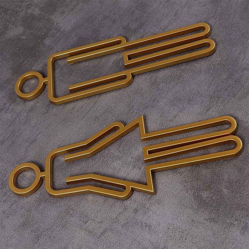Pokinge Acrylic Adhesive Toilet Sign Men's and Women's Bathroom Wall Symbol 8.6 inch Gold Color Restroom Door Sign for Office Restaurant(gold) - Image 5