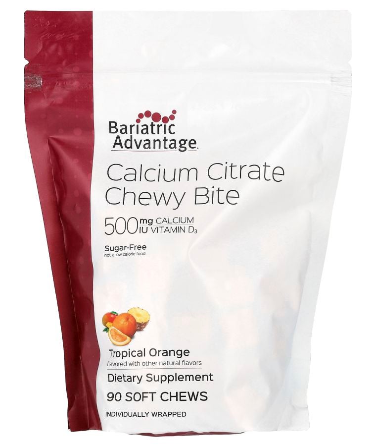 Bariatric Advantage Calcium Citrate Chewy Bite Sugar Free Tropical Orange 90 Soft Chews