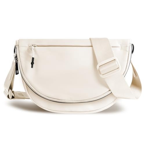 MEISEY Crescent Moon Bag for Women and Men, Fashion Medium Nylon Folding Crescent Moon Single Shoulder Bag with Adjustable Strap, Suitable for Exercise/Running/Hiking/Daily Travel/Work (beige) - Image 1