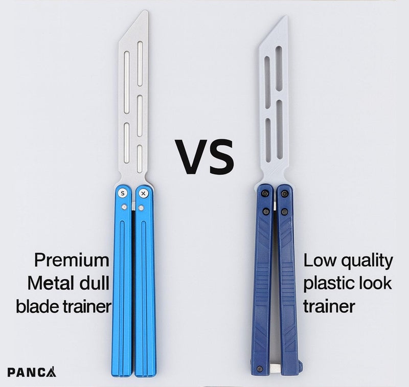 PANCA Butterfly Trainer Toy Tool | Safe Metal Folding Practice Trainer with Dull Blade for Beginners | Balisong-Style Training Tool for Tricks, Flips & Skill Practice | Durable Toy Trainer (Argent) - Image 5