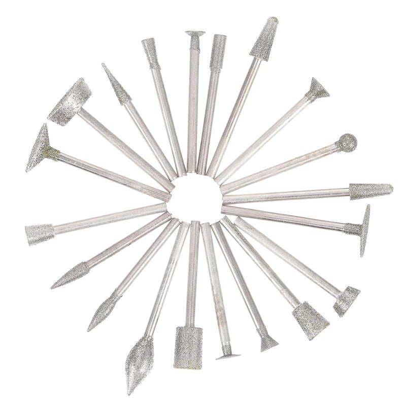HEALLILY 20Pcs Diamond Burr Set Rotary Grinding Burrs Drill Bits Diamond Coated Stone Carving Engraving Tool for Die Grinder Rotary Tool Wood Working - Image 1