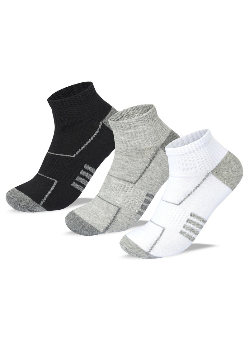 سام سوكس مجموعة من 3 جوارب قطنية ليكرا على شكل حرف L للرجال، أسود، أبيض، رمادي، مقاس 41-46 EU