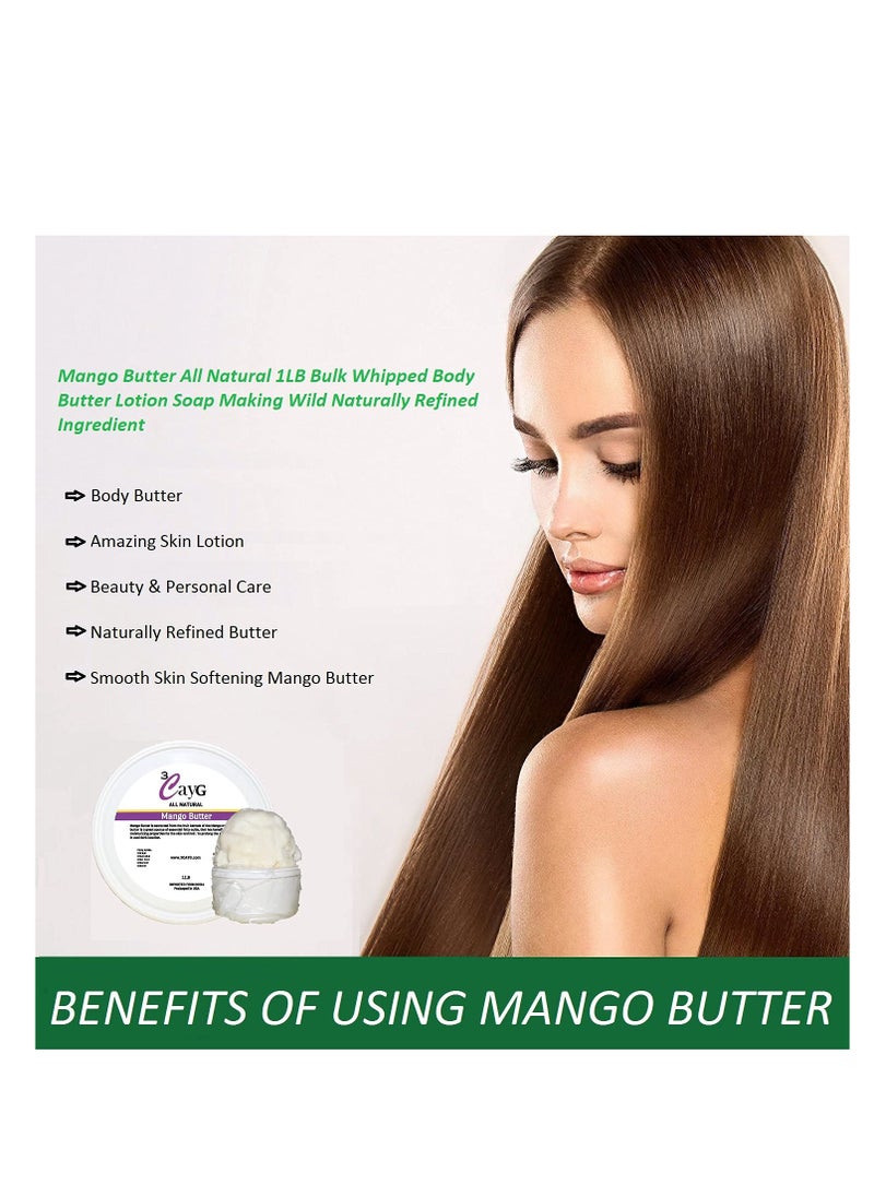 3CayG - 3CayG Mango Butter All Natural 1LB Body Butter Lotion- Great for Soap Making-Naturally Refined - Image 1