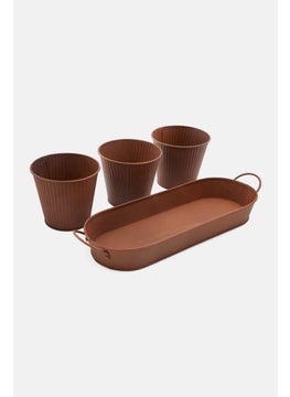 3 Pieces Tinplate Indoor Plant Pot, Brown - pzsku/Z84CBF7049849A6949F25Z/45/_/1734271733/1d941560-b29e-4b1a-a1a1-93ddf4d9c2de