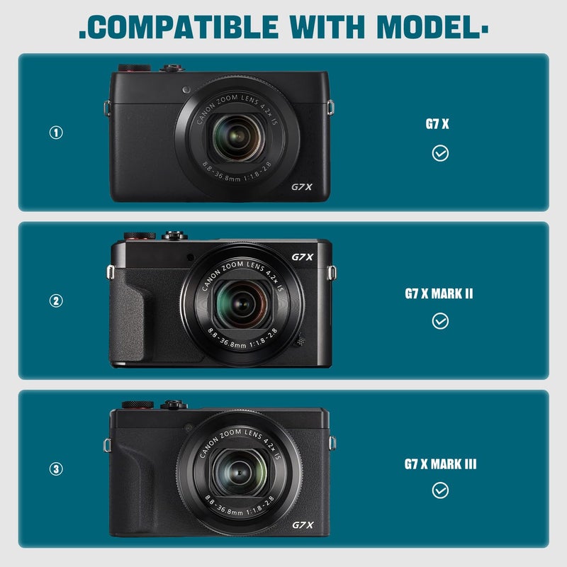 HESPLUS Camera Case for Canon PowerShot G7X Mark III/ G7 X Mark II/ SX740 hs Digital Camera, 4K Vlogging Camera Protective Cover Hard Travel Storage Bag, Mesh Pocket fits Cable, Batteries, Black - Image 3